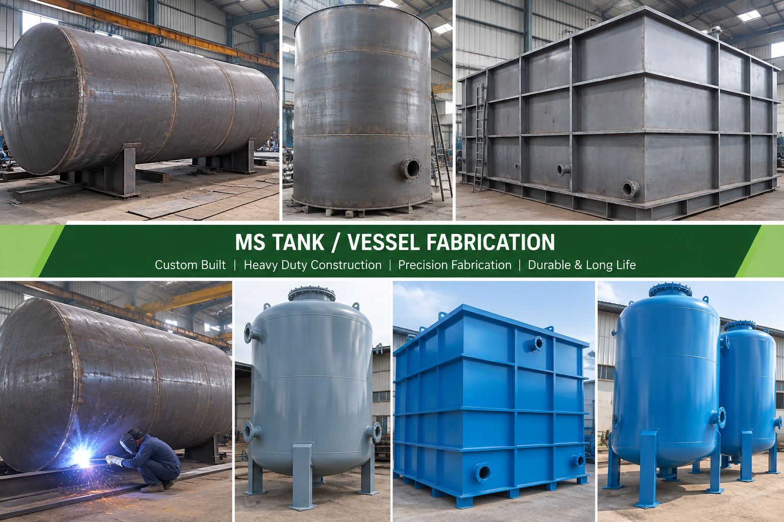 Fabricated metal tanks and vessels
